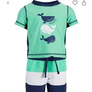 First impression 2 pc whale rash guard set